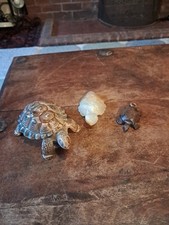 Vintage Wade Whimsies Porcelain  Tortoise Trinket Box  + 2 More Tortoises 