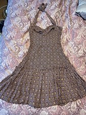 KAREN WALKER Halter Sweetheart Skater Dress Moroccan Tile Print Size 8 Rare