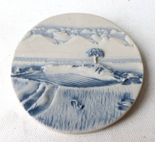 Duncan Hood Dunnydeer Porcelain Wall Hanging Plaque Scots Pine In Blue