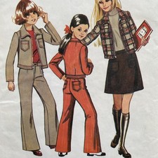 Vtg 70s simplicity sewing pattern 5208 Flared Trousers Skirt Jacket size 7