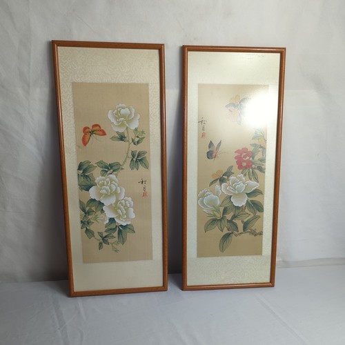 Pair chinese silk - of,
