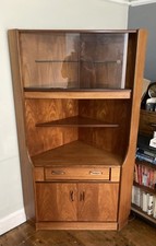 G Plan Egomme Corner Dresser With Shelves, Cupboard And Display Lamp