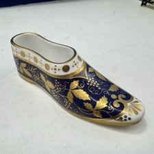 Slipper Shoe Blue Gold Spode