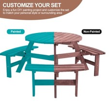 6 Seater Wooden Round Picnic