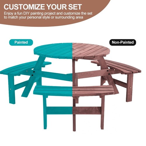 Seater wooden round picnic - 6,