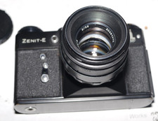 Zenit-E (Black) Vintage 35mm Film SLR Camera w/ Helios 58mm f2 Lens & case