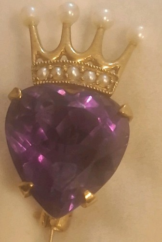 9ct gold amethyst heart - 9ct,