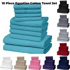 10 Pc Egyptian Cotton Towel Set - 4 Face, 4 Hand  2 Bath Bale  Soft  Absorbent