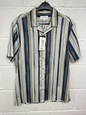 Autograph M&S Multi Striped Cotton Cuban Collar Short Sleeved Shirt UKM BNWT PS