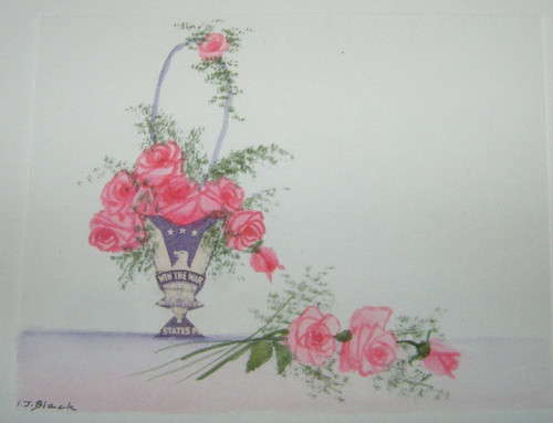 Vtg mini watercolor still - 5",