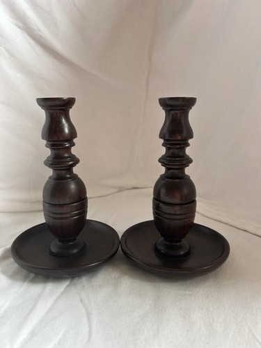 Vintage wooden candlesticks - wooden,