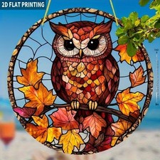 Autumn Owl on Branch Hanging