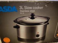 Asda Electric Slow Cooker ESC-30, 3L. Used once. Boxed. Stainless Steel. 
