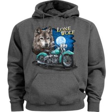 Mens Lone Wolf Hoodie Biker Sweatshirt Gifts Men Clothing Apparel