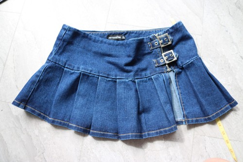 Denim pleated micro mini - pleated,