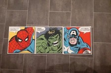 Marvel Canvas Pictures Set 3 - Hulk & Captain America & Spider-Man 30cm Wall Art