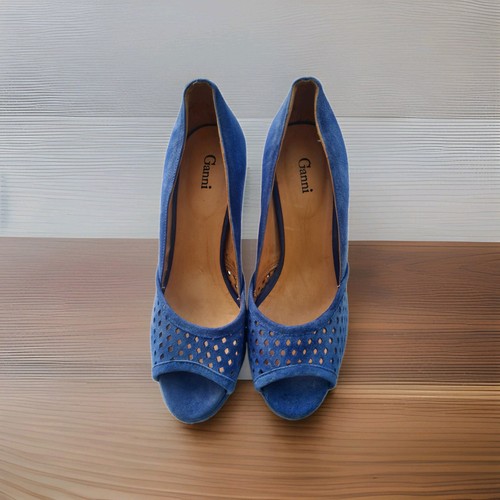 Ganni cobalt blue suede peep - ganni,