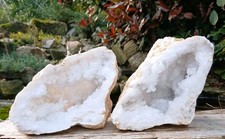 White Quartz Geode crystal pair large 250mm  4.6kg  Saraha Desert
