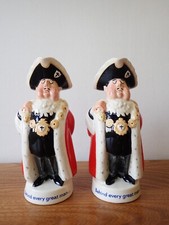 Pair of vintage Beswick Mayor Worthington pub water jugs behind every great man