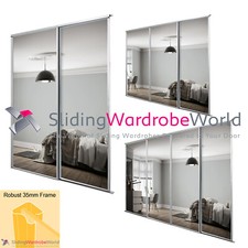 SpacePro Classic WHITE Framed  MIRROR Sliding Wardrobe Door Kits - All sizes