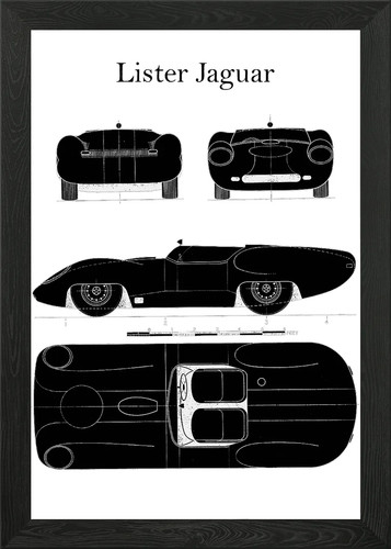 Lister jaguar blueprint framed - lister,