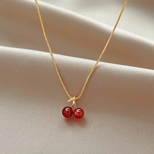Wine red cherry pendant - wine,