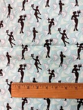 Michael Miller Retro Lights Fabric Car Hops Silhouettes on Blue C2044, 132”