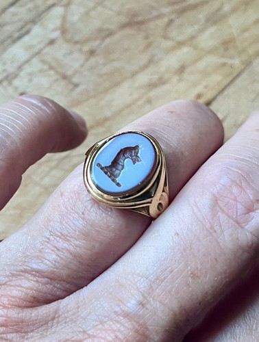 Antique blue carnelian 14k - antique,