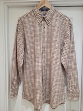 Pendleton Shirt Size L Brown Cream Check Longsleeve 100% Cotton Wrinkle...