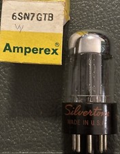 Silvertone NOS 6SN7 GTB Tube Electron Vacuum Preamp Amp Vintage Black V Plates