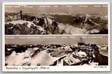 Zugspitzgipfel Panorama Germany Snowy Peaks Monochrome Postcard RPPC