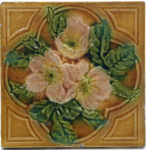 Art nouveau fireplace - art, tile