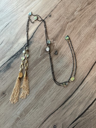 Gold cake long beaded tassel - gold,