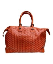 Goyard Bowling 45 Boston Hand Bag Canvas Orange Herringbone Japan Authentic