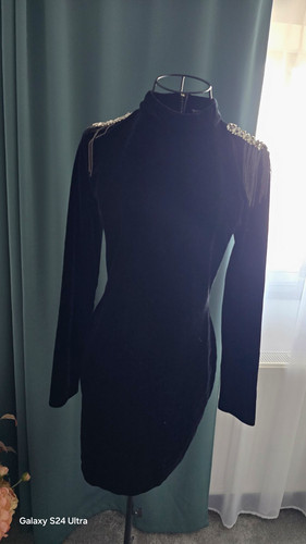 Black velvet bodycon - black,