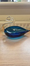 Vintage Glass Swan Blue/Clear