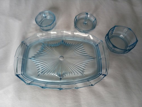 Vintage blue glass dressing - vintage,