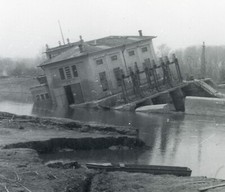 flood, slipped house, unusual, rare, TASS, Vintage fine art Photograph, 1956,