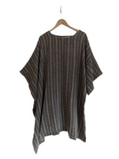 Eskandar Dress SIZE 1 Lagenlook 100% Linen Relaxed Artsy Striped *FLAW*