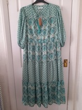 Gallery Green & Gold  Women  Tassel Long Dress Size 16