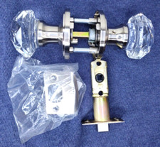 Crystal Glass Passage Door Knob Polished Stainless Steel Bed & Bath