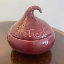 Beetroot Storage Jar Pot Lidded Dish Purple Retro Kitsch Kitchenalia Vintage 