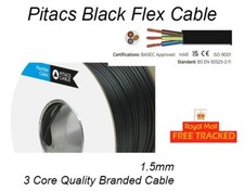 3 Core Black Flex Mains Cable - 1.5mm | 10 Metres Length Fast Disptach 3183Y