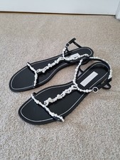 ZARA Black White Pearl Sandals