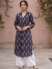 Indian Women Blue Pure Cotton