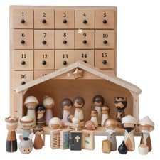 The Rescuer Nativity Advent Calendar 30 Drawer Wood Chest Keepsake Figurine Set