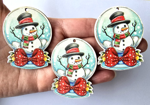 Wooden snow globe snowman - 12,