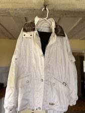 Women’s White Vintage Killy Ski Jacket and Black Gore-Tex Salopettes Size 12