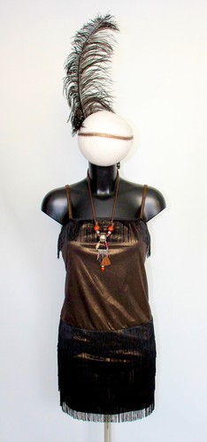 Golden bronze black - black, fringed