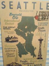 WOODEN POST CARD AERIAL VIEW THE CITY OF SEATTLE WASHINGTON